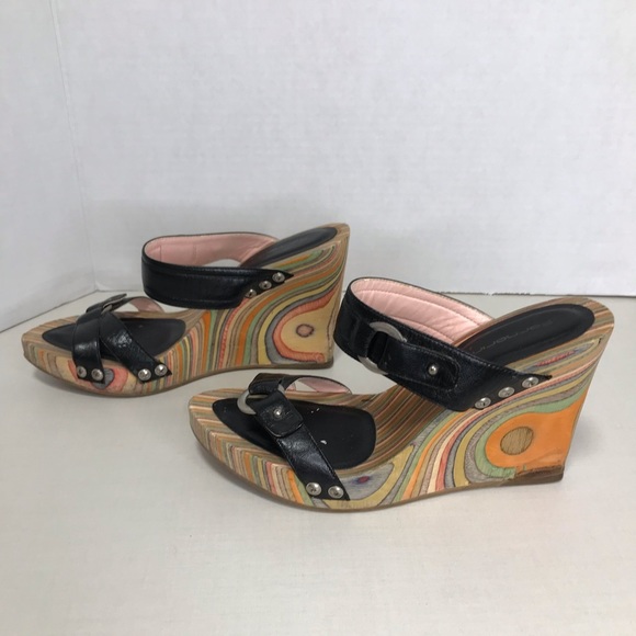 Wood Rainbow Platform Slip On Sandal SIze 5 - Fornarino - Vintage - Picture 12 of 12